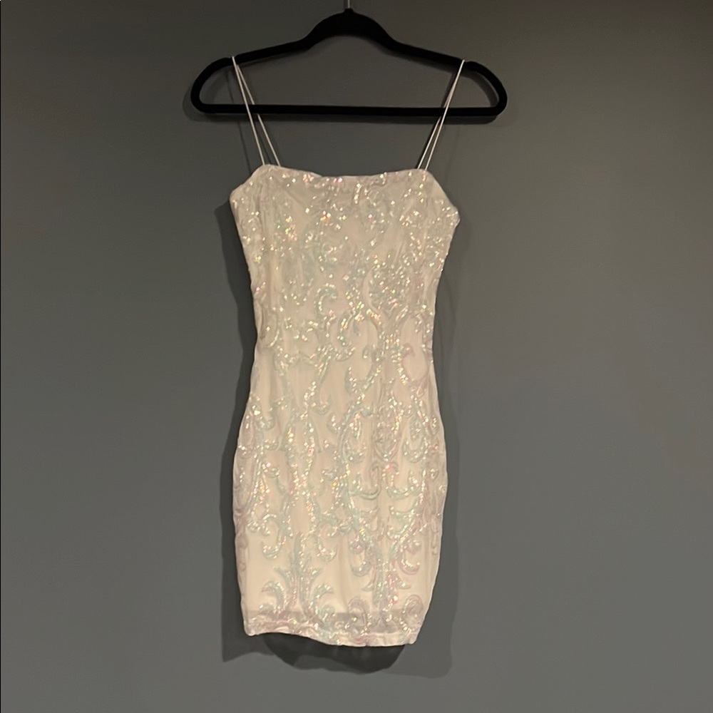 Elegant White Sequin Dress